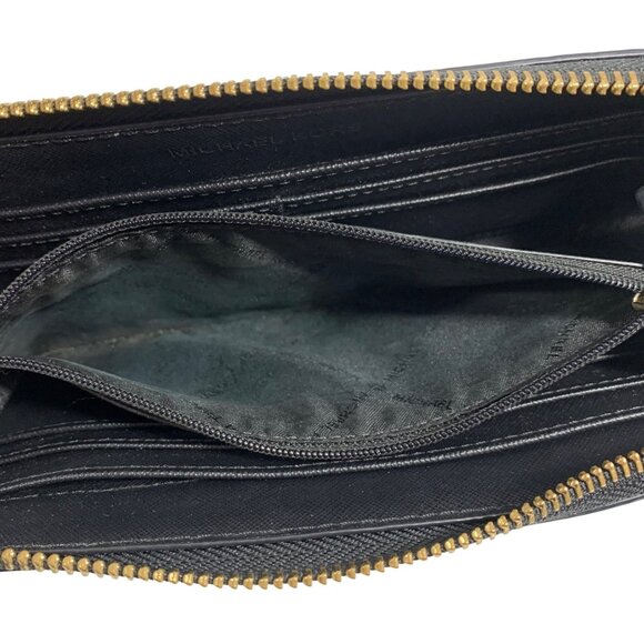 MICHAEL KORS Jet Set Travel Continental Large Black Pebbled Leather Wallet NICE! - Picture 9 of 9